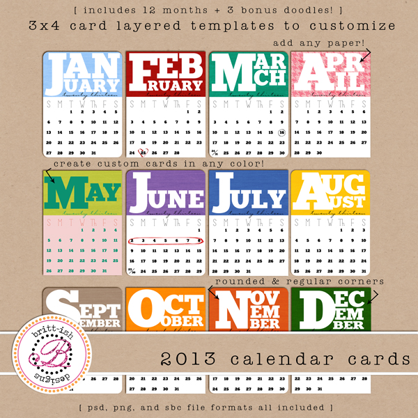 2013 Calendar Cards
